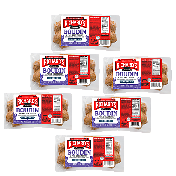 Richard's Smoked Pork Boudin 16 oz Pack of 6