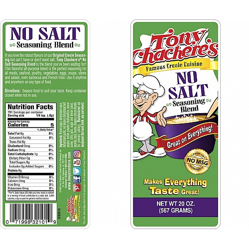 Tony Chachere's No Salt Seasoning 20 oz - 071998321016