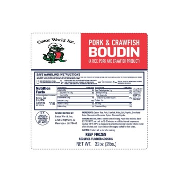 Gator World pork and crawfish boudin 2 lb Louisiana Cajun sausage