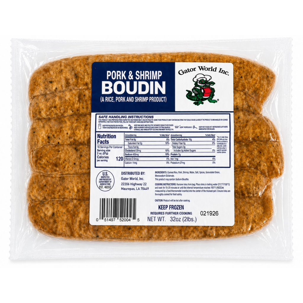 Gator World Pork & Shrimp Boudin 2 lb - 051497520045