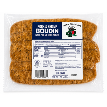 Gator World pork and shrimp boudin 2 lb Louisiana Cajun seafood sausage