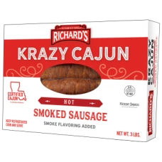 Krazy Cajun Hot Smoked Sausage 3 lb